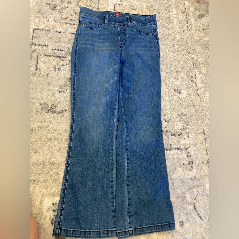 SPANX Blue Denim wide leg jeans